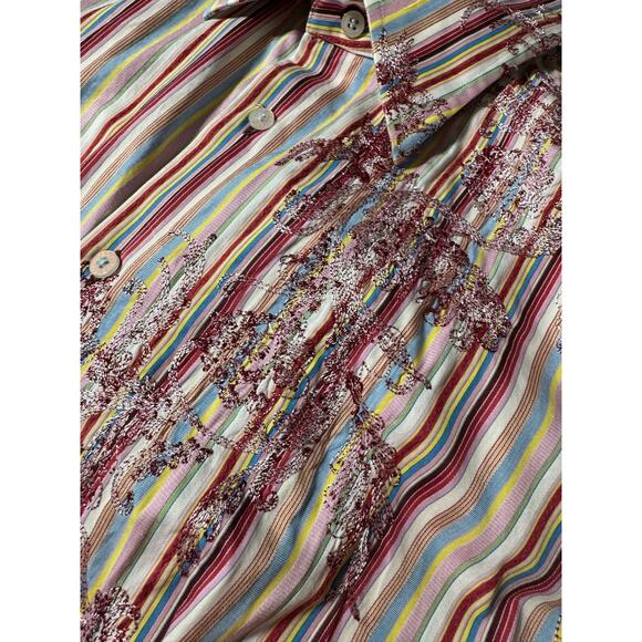 Robert Graham Striped Embroidered Button Down Contrast XL - Picture 5 of 8